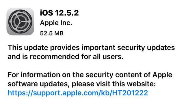 马龙苹果手机维修分享iOS12.5.2发布，建议所有老苹果用户安装 